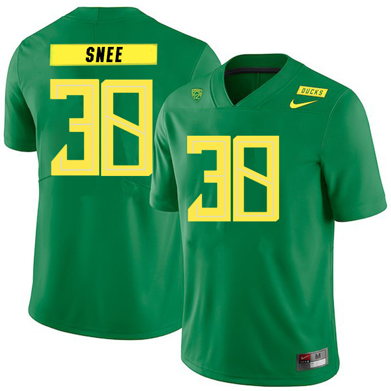 2019 Men #38 Tom Snee Oregon Ducks College Football Jerseys Sale-Green